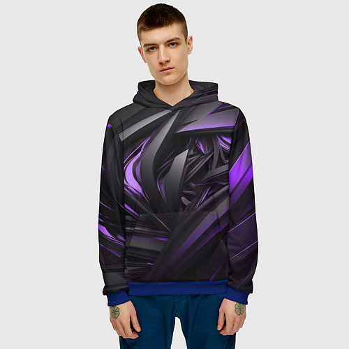 Мужская толстовка Черно-фиолетовые объекты / 3D-Синий – фото 3