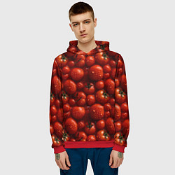 Толстовка-худи мужская Сочная текстура из томатов, цвет: 3D-красный — фото 2