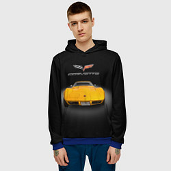 Толстовка-худи мужская Американский маслкар Chevrolet Corvette Stingray, цвет: 3D-синий — фото 2