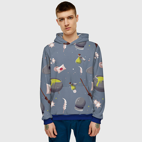 Мужская толстовка Паттерн с магическими принадлежностями / 3D-Синий – фото 3