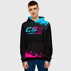Толстовка-худи мужская Counter Strike 2 - neon gradient, цвет: 3D-черный — фото 2