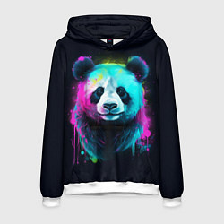 Толстовка-худи мужская Панда в неоновых красках, цвет: 3D-белый