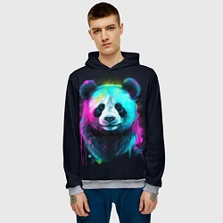 Толстовка-худи мужская Панда в неоновых красках, цвет: 3D-меланж — фото 2