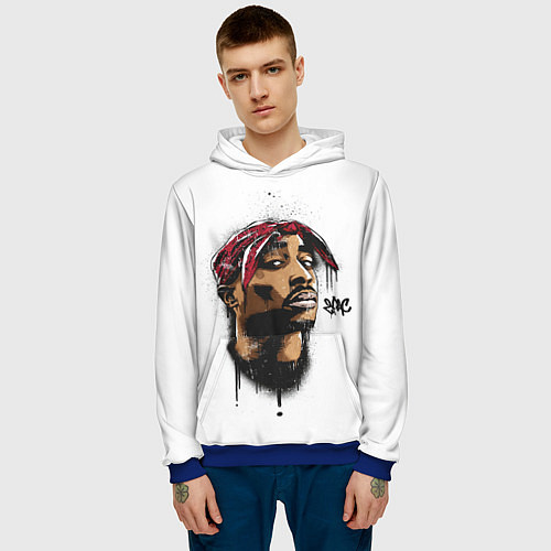 Мужская толстовка 2Pac - Тупак Шакур / 3D-Синий – фото 3