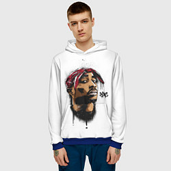 Толстовка-худи мужская 2Pac - Тупак Шакур, цвет: 3D-синий — фото 2