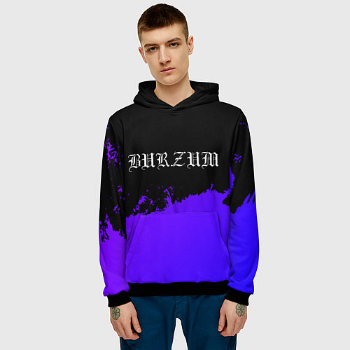 Мужская толстовка Burzum purple grunge / 3D-Черный – фото 3