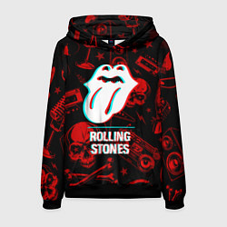 Толстовка-худи мужская Rolling Stones rock glitch, цвет: 3D-черный