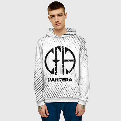 Мужская толстовка Pantera с потертостями на светлом фоне / 3D-Белый – фото 3