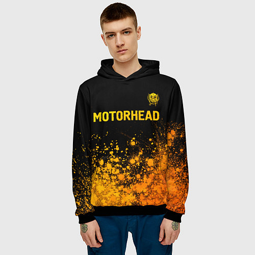 Мужская толстовка Motorhead - gold gradient: символ сверху / 3D-Черный – фото 3