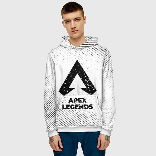 Мужская толстовка Apex Legends с потертостями на светлом фоне / 3D-Белый – фото 3