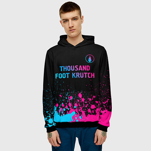 Мужская толстовка Thousand Foot Krutch - neon gradient: символ сверх / 3D-Черный – фото 3