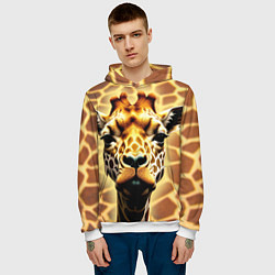 Толстовка-худи мужская Жирафа, цвет: 3D-белый — фото 2