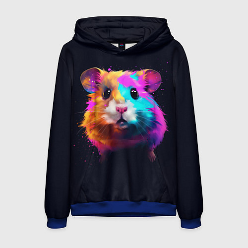 Мужская толстовка Хомяк в неоновых красках / 3D-Синий – фото 1