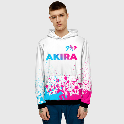 Мужская толстовка Akira neon gradient style: символ сверху / 3D-Черный – фото 3