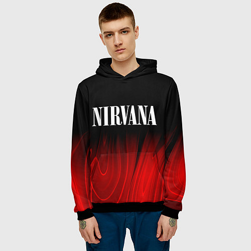 Мужская толстовка Nirvana red plasma / 3D-Черный – фото 3