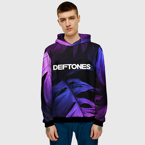 Мужская толстовка Deftones neon monstera / 3D-Черный – фото 3