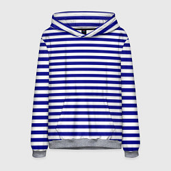 Толстовка-худи мужская Тельняшка синяя ВМФ, цвет: 3D-меланж