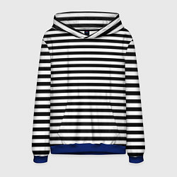 Толстовка-худи мужская Тельняшка черная Подводного флота ВМФ, цвет: 3D-синий