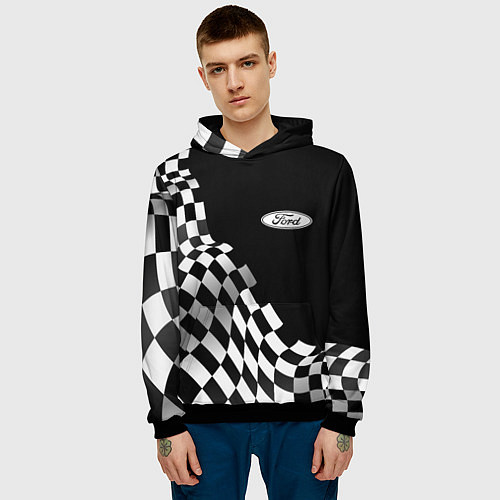 Мужская толстовка Ford racing flag / 3D-Черный – фото 3