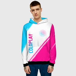 Толстовка-худи мужская Coldplay neon gradient style: надпись, символ, цвет: 3D-черный — фото 2