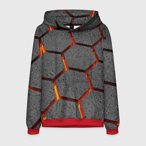 Мужская толстовка Металлические плиты и лава / 3D-Красный – фото 1