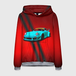 Толстовка-худи мужская Немецкий спортивный автомобиль Porsche 911, цвет: 3D-меланж