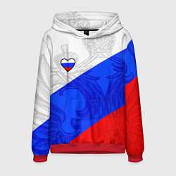 Толстовка-худи мужская Сердечко - Россия, цвет: 3D-красный