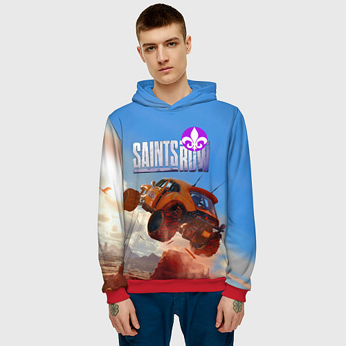 Мужская толстовка Saints Row - extreme driving - shooter / 3D-Красный – фото 3