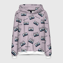 Толстовка-худи мужская Кассета паттерн, цвет: 3D-белый