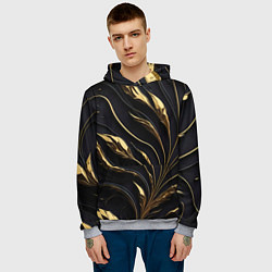 Толстовка-худи мужская Золотой орнамент на черном, цвет: 3D-меланж — фото 2
