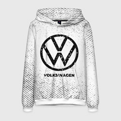 Толстовка-худи мужская Volkswagen с потертостями на светлом фоне, цвет: 3D-белый