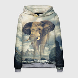 Толстовка-худи мужская Гигантский слон, цвет: 3D-меланж