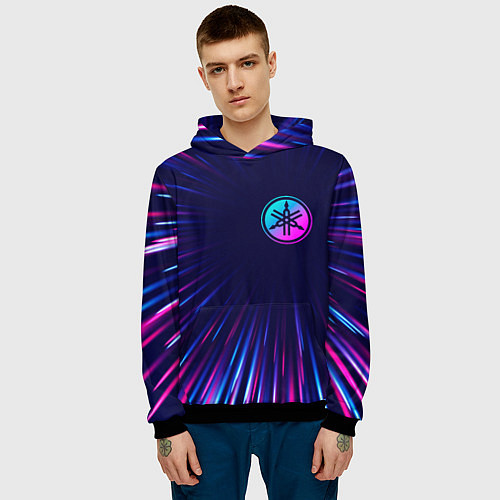 Мужская толстовка Yamaha neon speed lines / 3D-Черный – фото 3