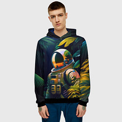 Толстовка-худи мужская Космонавт в зарослях, цвет: 3D-черный — фото 2