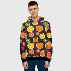 Толстовка-худи мужская Фрукты и ягоды, цвет: 3D-черный — фото 2