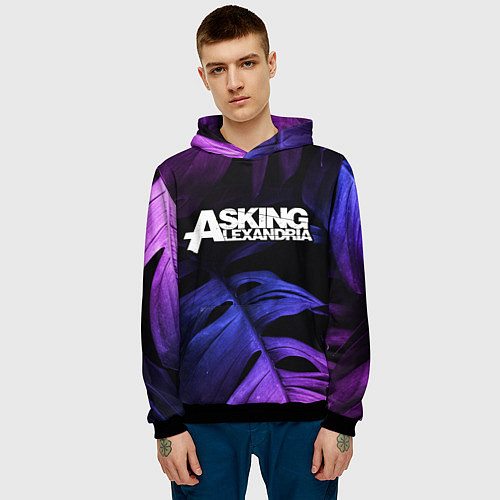 Мужская толстовка Asking Alexandria neon monstera / 3D-Черный – фото 3