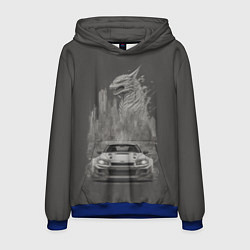 Толстовка-худи мужская Godzilla car, цвет: 3D-синий