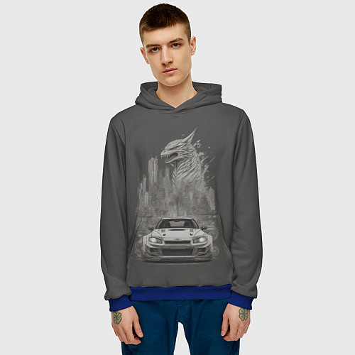 Мужская толстовка Godzilla car / 3D-Синий – фото 3