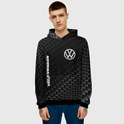 Толстовка-худи мужская Volkswagen карбоновый фон, цвет: 3D-черный — фото 2