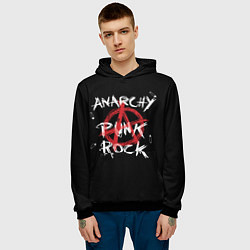 Толстовка-худи мужская Анархия - панк рок, цвет: 3D-черный — фото 2