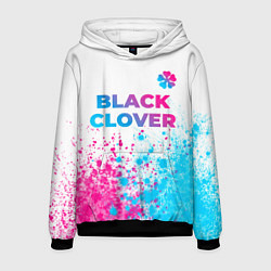 Толстовка-худи мужская Black Clover neon gradient style: символ сверху, цвет: 3D-черный