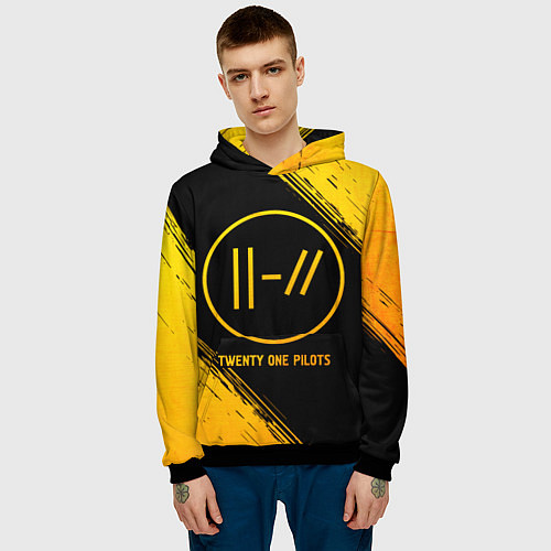 Мужская толстовка Twenty One Pilots - gold gradient / 3D-Черный – фото 3