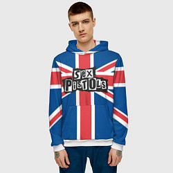Толстовка-худи мужская Sex Pistols - панк рок, цвет: 3D-белый — фото 2