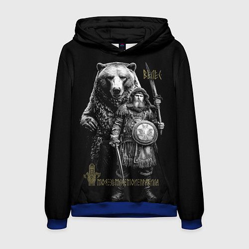 Мужская толстовка Велес с медведем / 3D-Синий – фото 1