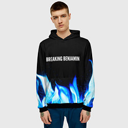 Толстовка-худи мужская Breaking Benjamin blue fire, цвет: 3D-черный — фото 2