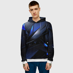 Толстовка-худи мужская Blue black background, цвет: 3D-белый — фото 2