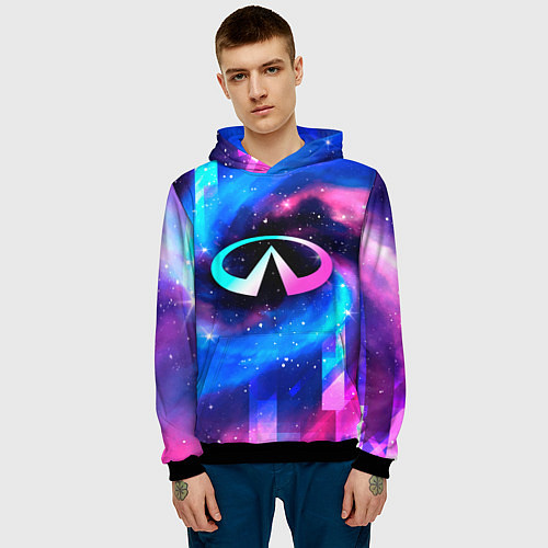 Мужская толстовка Infiniti неоновый космос / 3D-Черный – фото 3