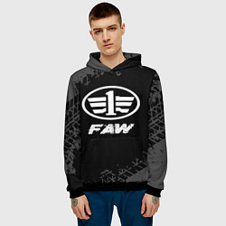 Толстовка-худи мужская FAW speed на темном фоне со следами шин, цвет: 3D-черный — фото 2