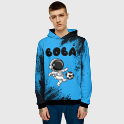 Толстовка-худи мужская Вова космонавт футболист, цвет: 3D-черный — фото 2
