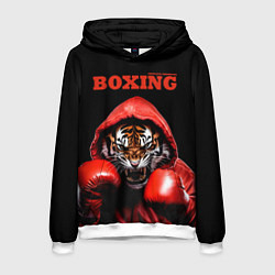 Толстовка-худи мужская Boxing tiger, цвет: 3D-белый